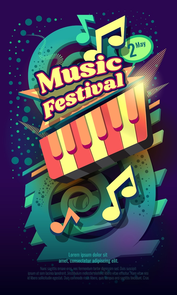 Vecteur modèle d&#39;affiche du festival de musique
