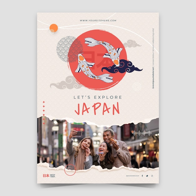 Modèle d'affiche du japon dessiné à la main