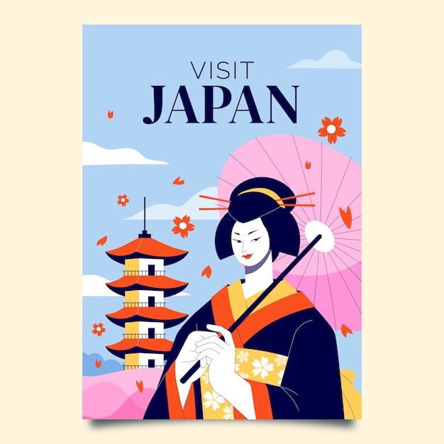 Modèle d'affiche du japon dessiné à la main