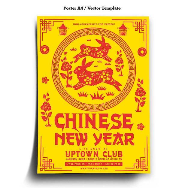 Modèle d'affiche du nouvel an chinois