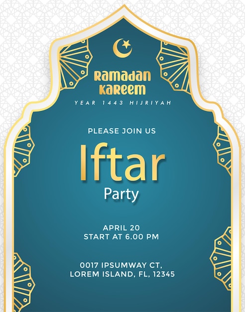 modèle d'affiche du thème de l'horaire de l'iftar