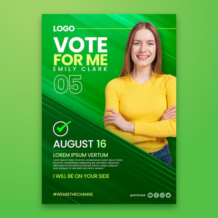 Vecteur modèle d'affiche électorale dégradé