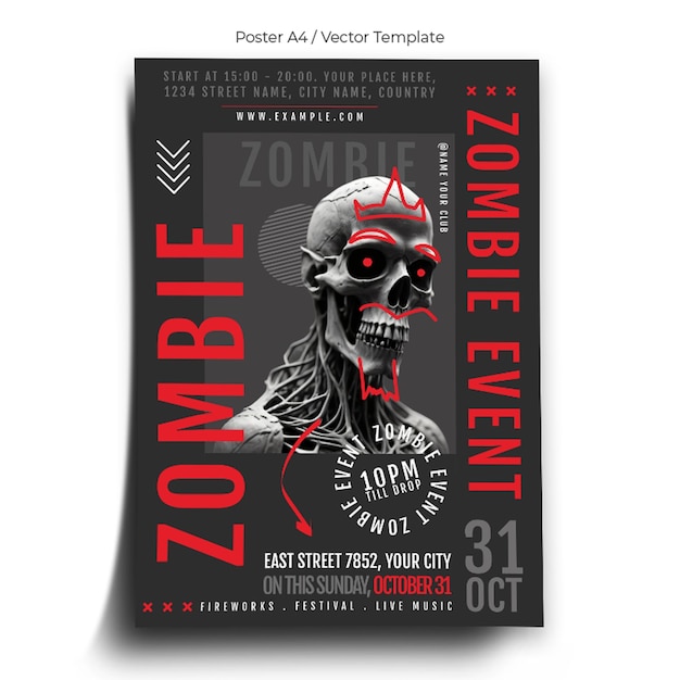 Modèle d'Affiche d'événement zombie