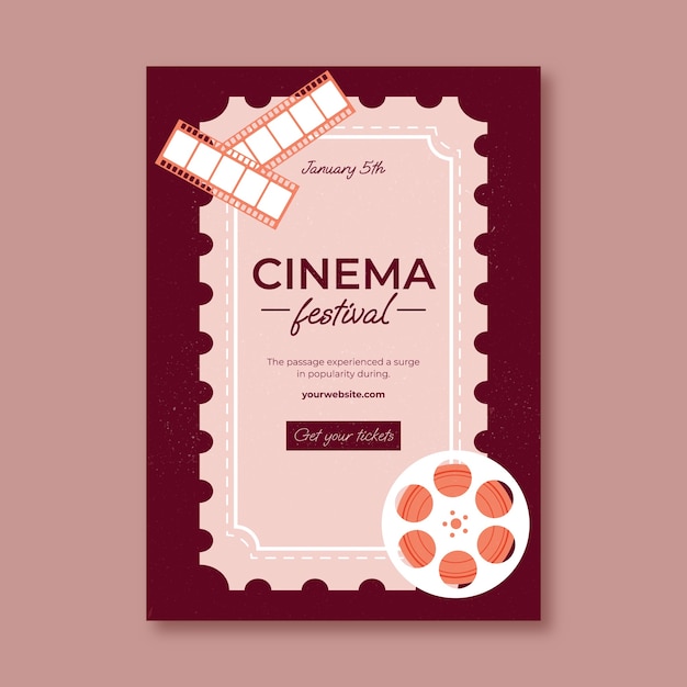 Vecteur modèle d'affiche de festival de cinéma plat