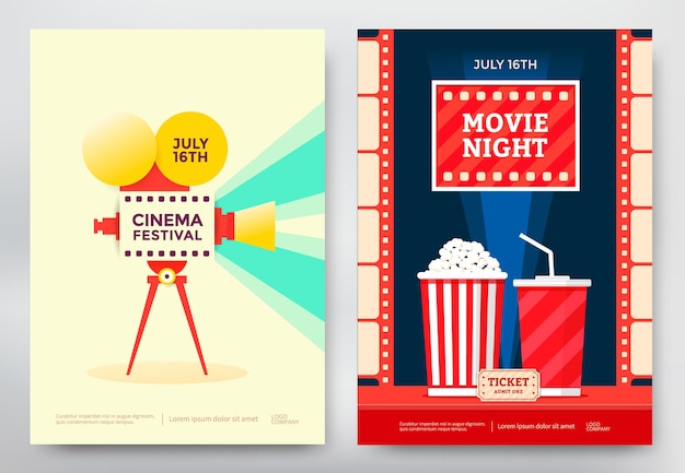 Modèle D'affiche De Festival De Cinéma Et De Soirée Cinéma