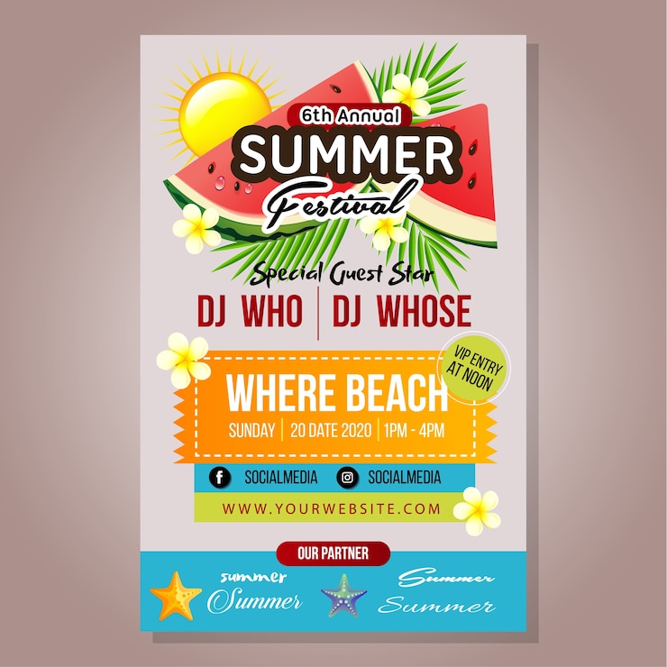 modèle d&#39;affiche de festival d&#39;été avec pastèque