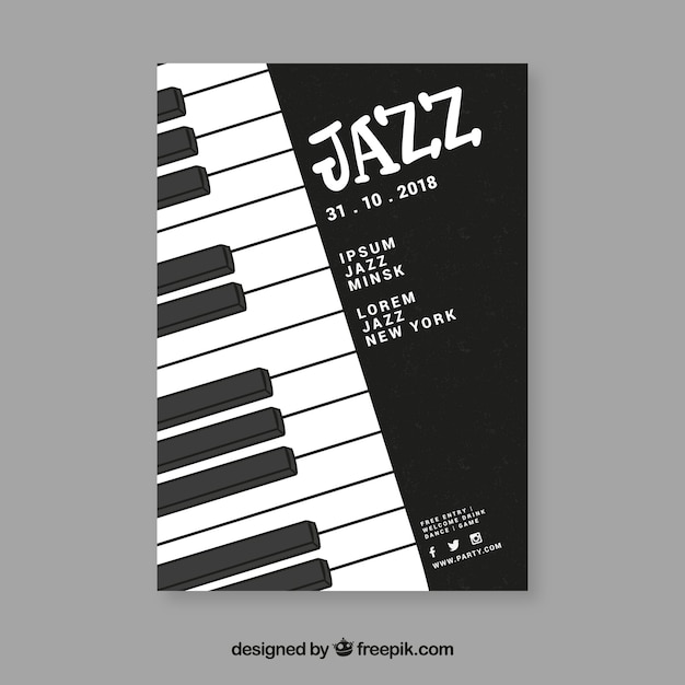 Modèle d'affiche de festival de musique dessiné à la main