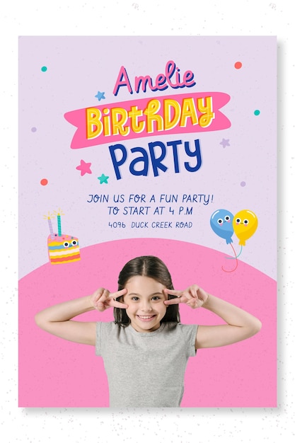 Vecteur modèle d'affiche de fête d'anniversaire pour enfants