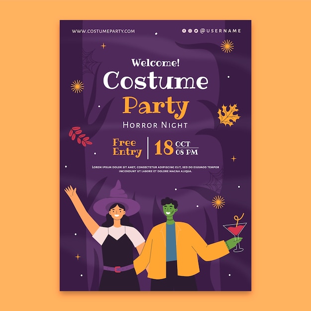 Modèle D'affiche De Fête Costumée Dessiné à La Main