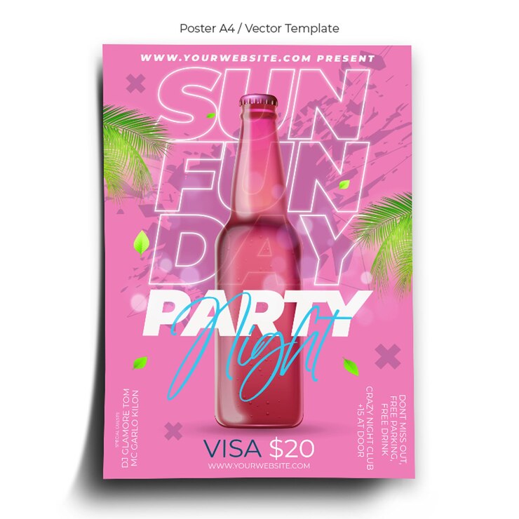 Vecteur modèle d'affiche de fête du dimanche funday