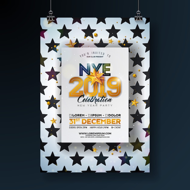 Modèle D'affiche De Fête Du Nouvel An 2019