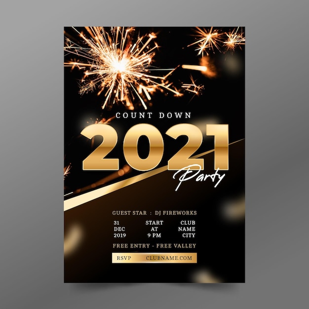 Vecteur modèle d'affiche de fête du nouvel an 2021