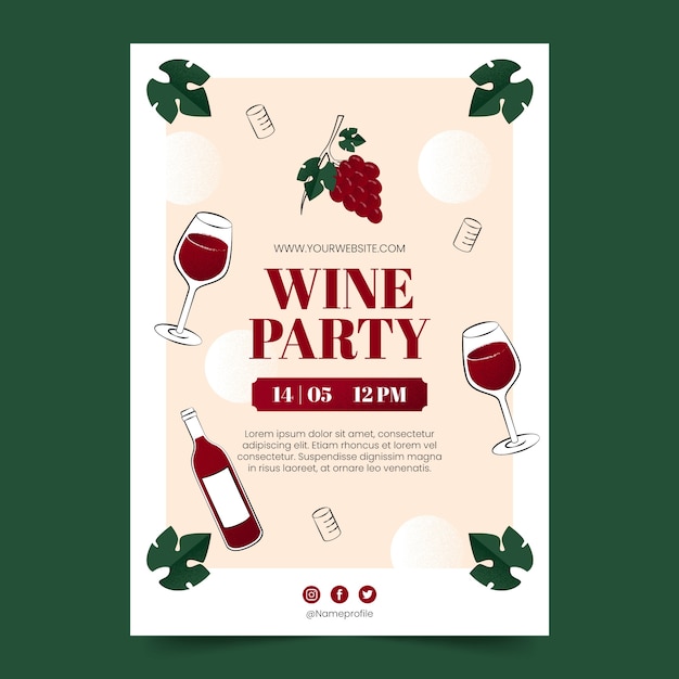 Modèle D'affiche De Fête Du Vin Dessiné à La Main