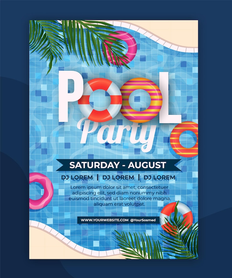 Vecteur modèle d'affiche de la fête d'été à la piscine
