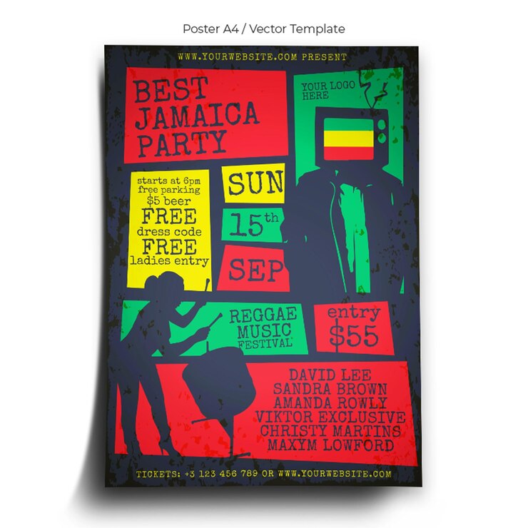 Vecteur modèle d'affiche de fête jamaïcaine