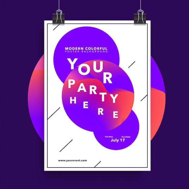 Modèle d&#39;affiche de fête moderne