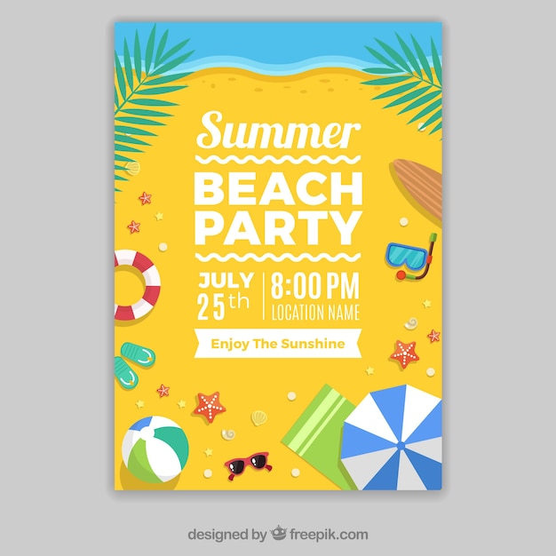 Modèle d&#39;affiche de fête sur la plage