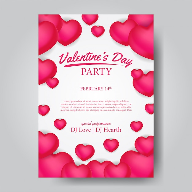 Modèle d&#39;affiche fête Saint-Valentin avec forme de foyer