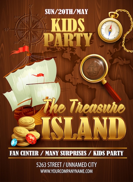 Modèle D'affiche De Fête Treasure Island