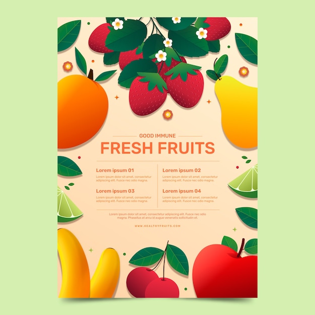 Modèle D'affiche à Gradient De Fruits