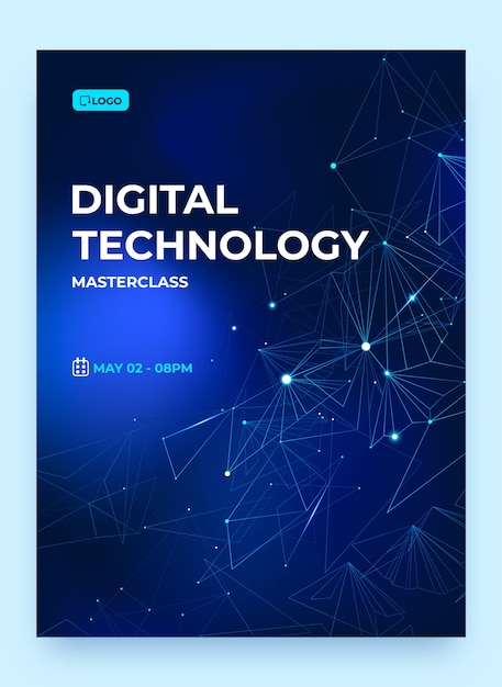 Vecteur modèle d'affiche de gradient technologique numérique