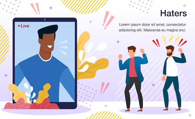 Vecteur modèle d'affiche de haters attack on blogger