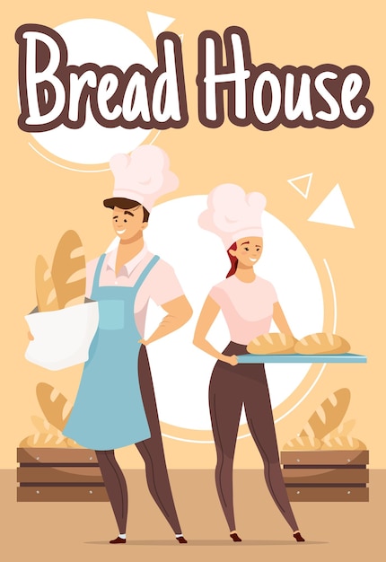 Vecteur modèle d'affiche de maison de pain