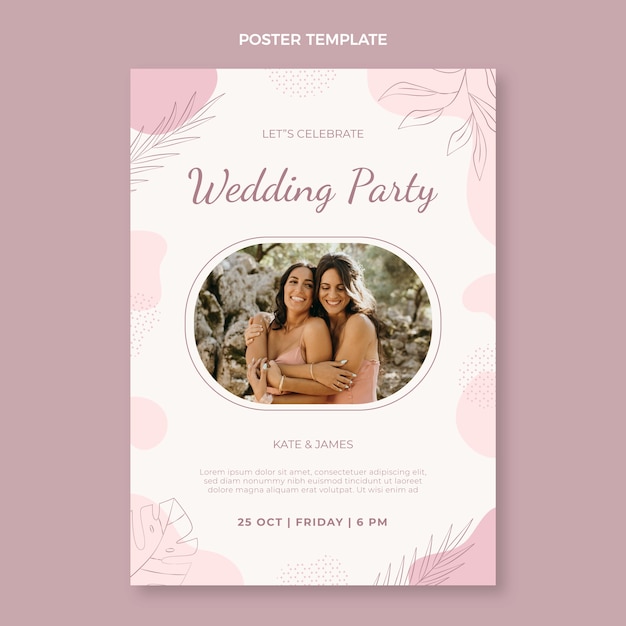 Modèle d'affiche de mariage dessiné à la main
