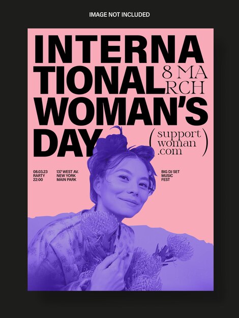 Vecteur modèle d'affiche de médias sociaux pour la journée de la femme affiche d'invitation à la fête du 8 mars dans un style branché