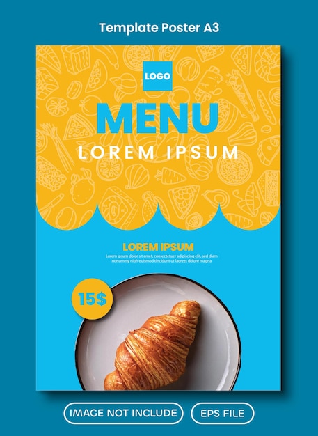 Modèle d'affiche de menu de restaurant A3
