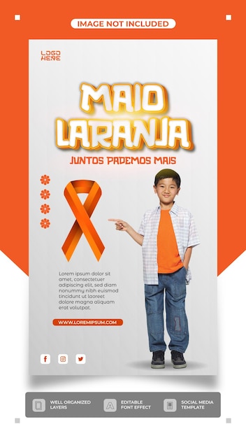 Vecteur modèle d'affiche modifiable pour la campagne maio laranja