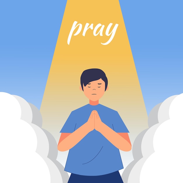 Vecteur modèle d'affiche de prière pour les médias sociaux