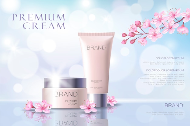 Modèle D'affiche Promotionnelle Cosmétique Fleur Sakura. Rose