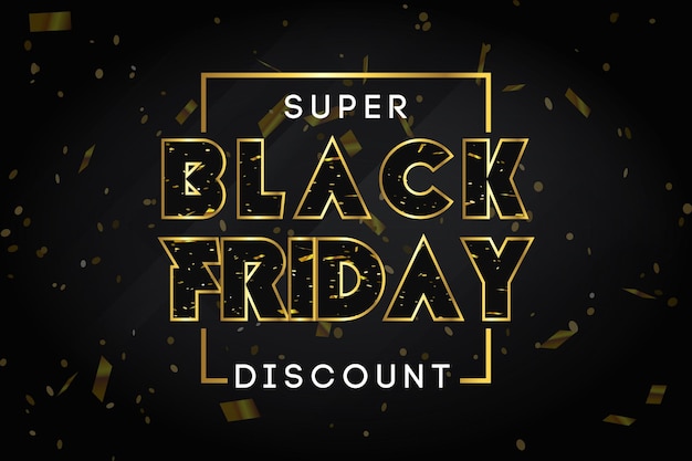 Vecteur modèle d'affiche de réduction super black friday avec fond noir