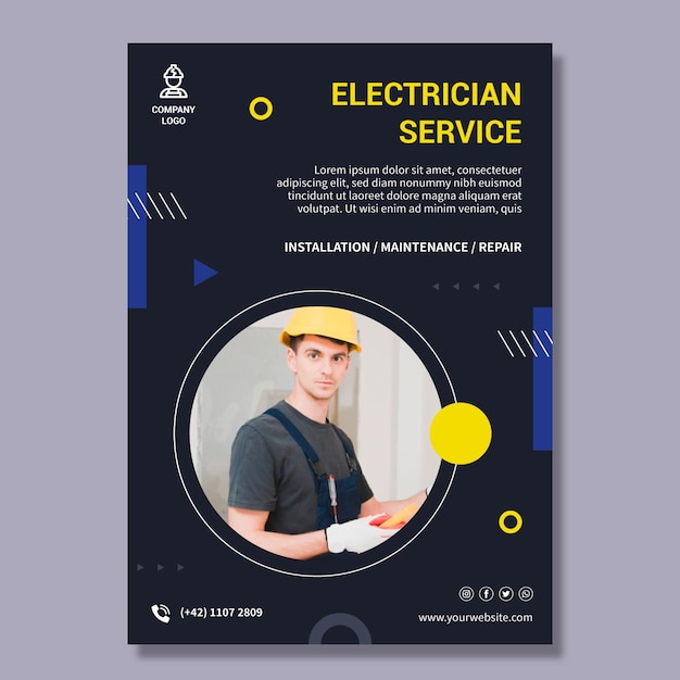 Modèle D'affiche De Service électricien