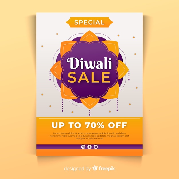 Modèle D'affiche De Vente Diwali Au Design Plat