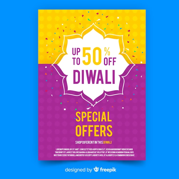 Modèle D'affiche De Vente Diwali Au Design Plat