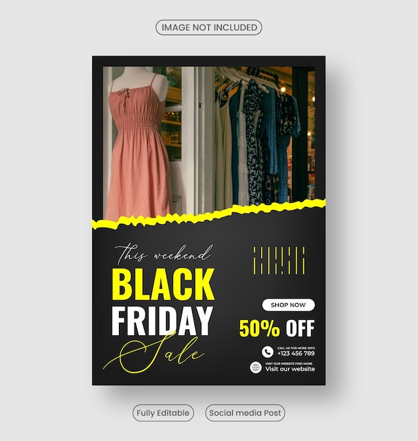 Modèle d'affiche de vente de vendredi noir sur les médias sociaux et bannière web