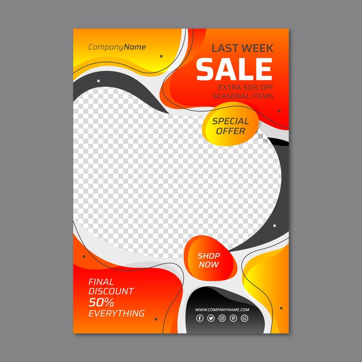 Vecteur modèle d'affiche de vente verticale abstraite plat