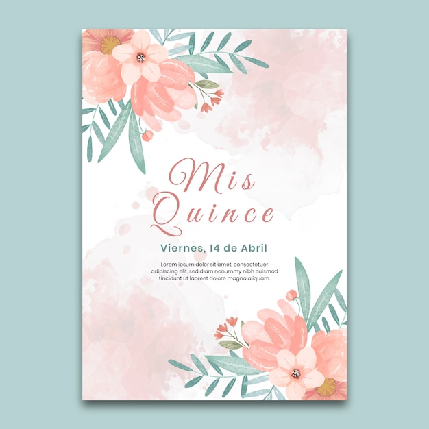 Modèle D'affiche Verticale Aquarelle Quinceanera