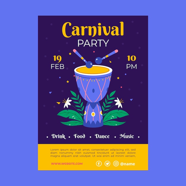 Modèle D'affiche Verticale De Célébration De Carnaval