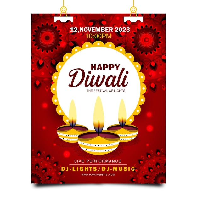 Modèle D'affiche Verticale De Célébration Du Festival Diwali