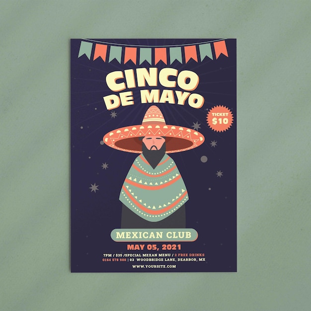 Modèle d'Affiche verticale de Cinco De Mayo