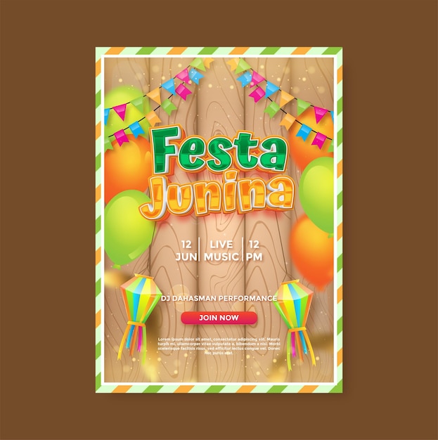 Modèle D'affiche Verticale Festa Junina