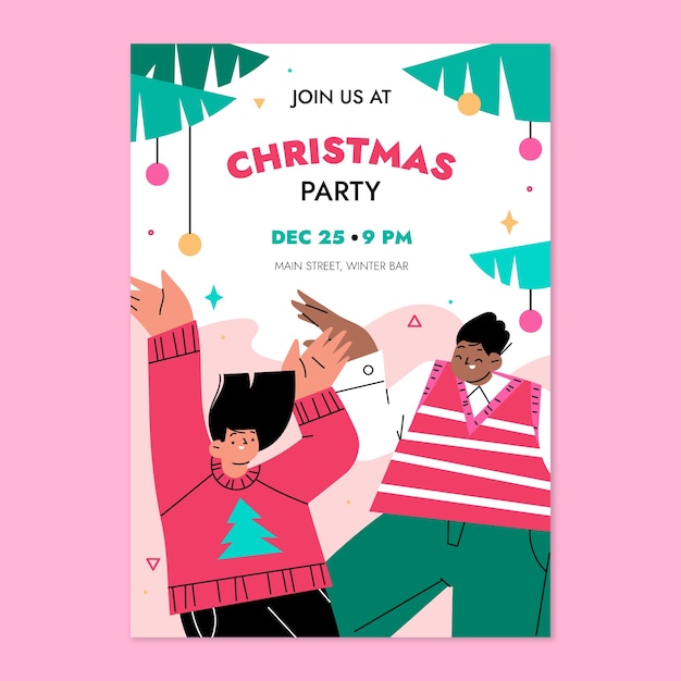 Modèle d'affiche verticale de fête de noël plat