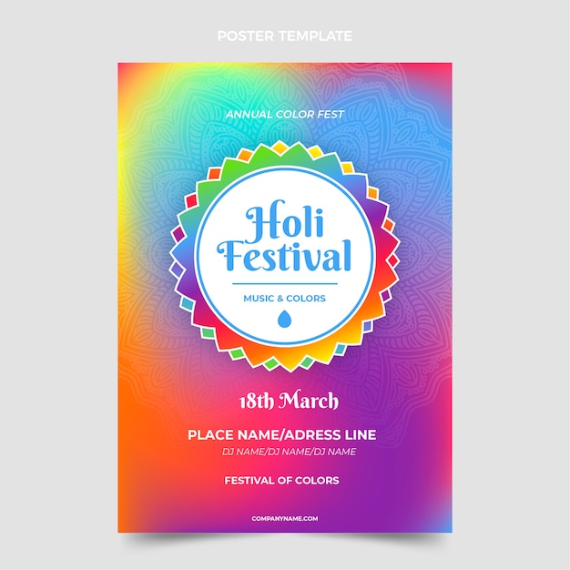 Modèle D'affiche Verticale Holi Dégradé