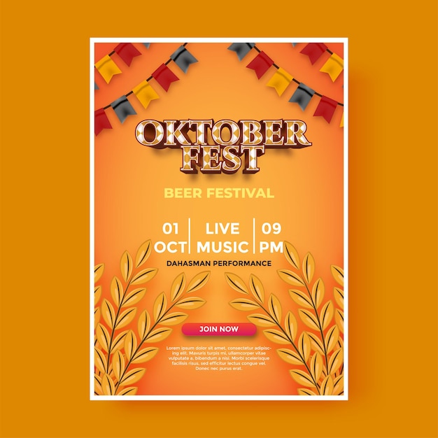 Modèle d'affiche verticale de l'Oktoberfest