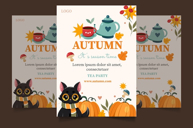 Vecteur modèle d'affiche verticale plate pour la célébration de l'automne