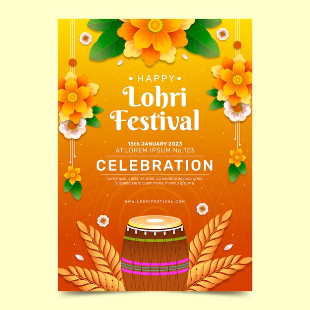 modèle d'affiche verticale pour la célébration du festival lohri