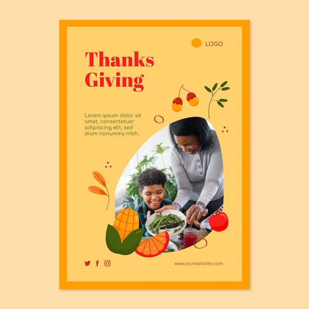 Modèle D'affiche Verticale Pour La Célébration De Thanksgiving